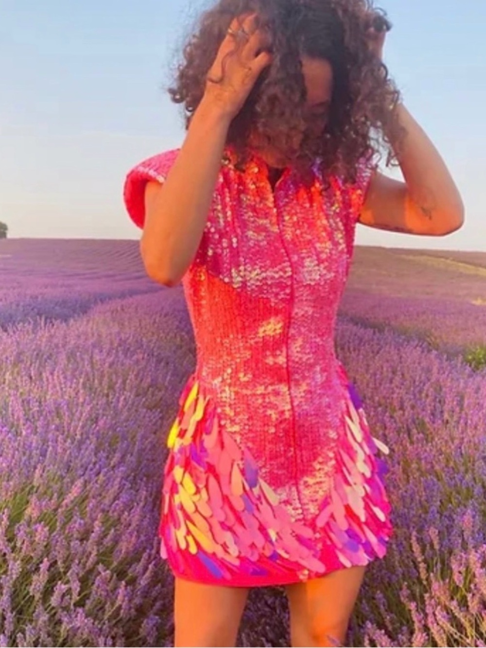 Heyami Electric Pink Disuko Sequin Mini Dress UK6/XS/S (US 2/4)